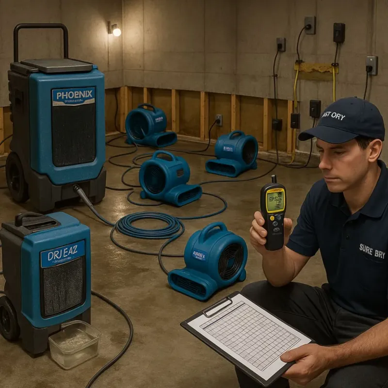 Structural Drying and Dehumidification process in Edgerton, WI